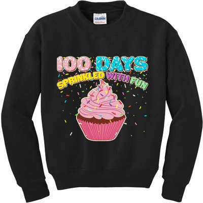100 Days Sprinkled With Fun Cupcake  Kids Sweatshirt