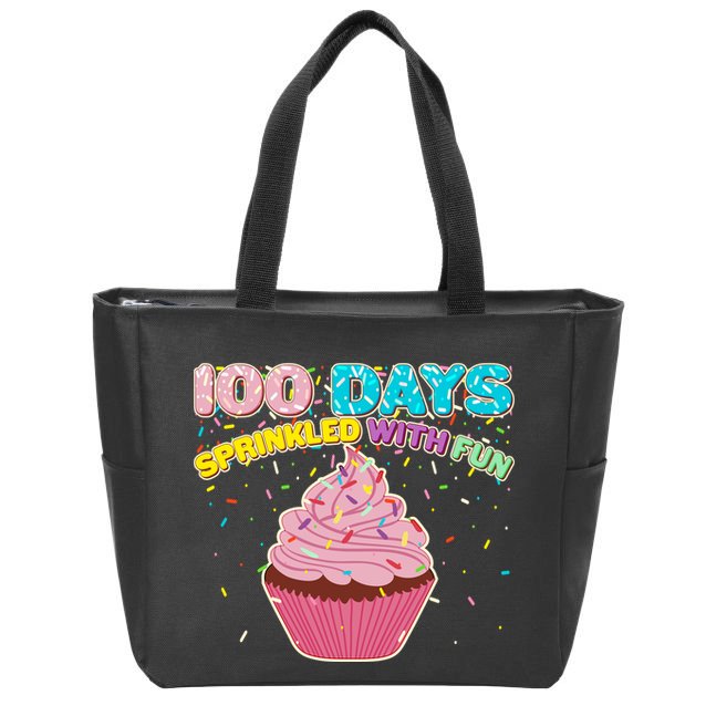 100 Days Sprinkled With Fun Cupcake  Zip Tote Bag