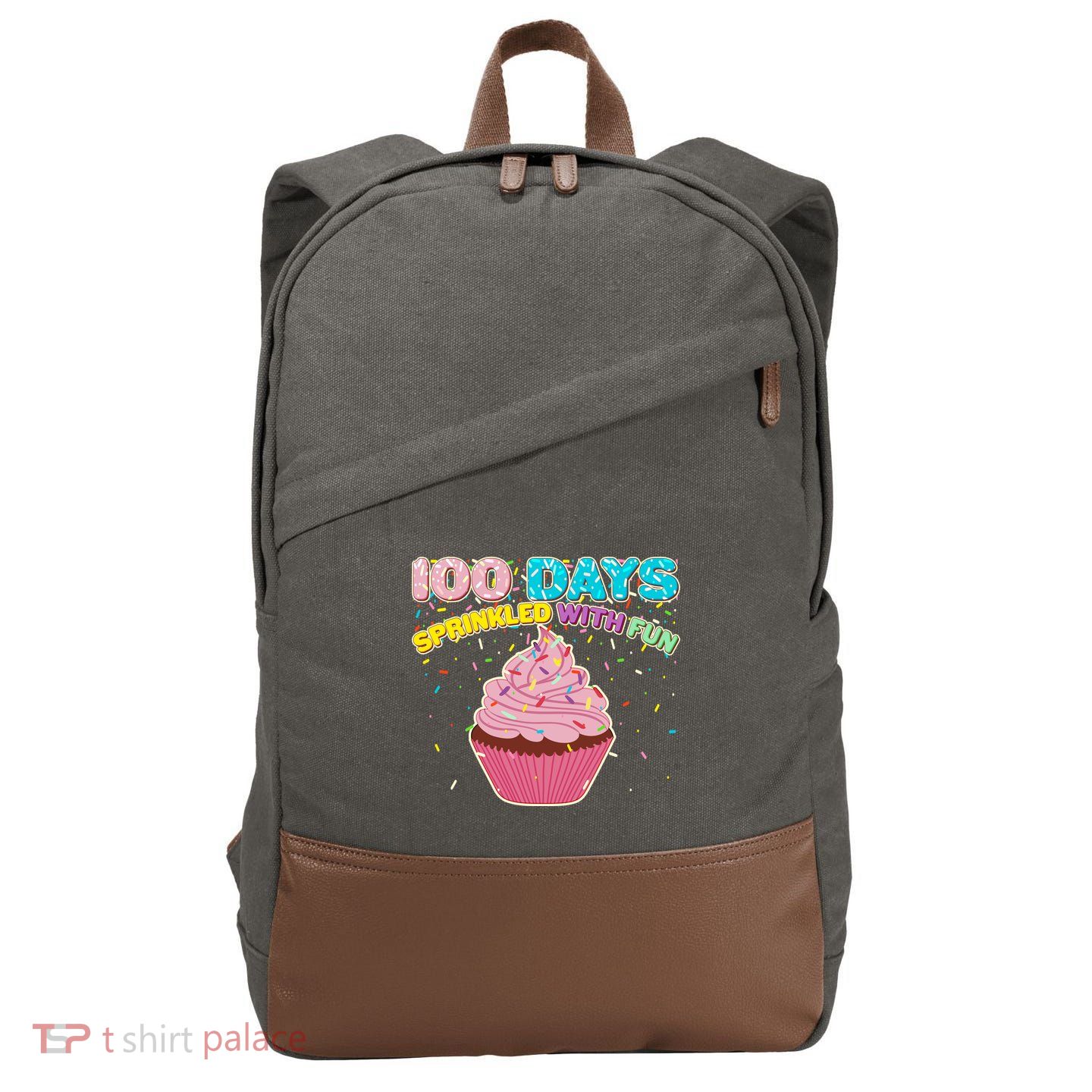 100 Days Sprinkled With Fun Cupcake  Cotton Canvas Backpack