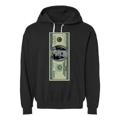 100 Dollar Bill - $100 - Benjamin Franklin Money Garment-Dyed Fleece Hoodie