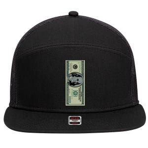 100 Dollar Bill - $100 - Benjamin Franklin Money 7 Panel Mesh Trucker Snapback Hat