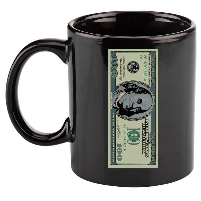 100 Dollar Bill - $100 - Benjamin Franklin Money 11oz C Handle Ceramic Mug