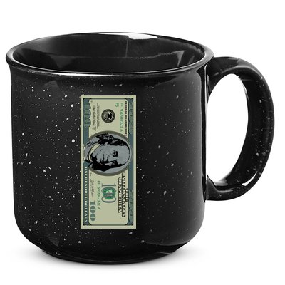 100 Dollar Bill - $100 - Benjamin Franklin Money 15oz Campfire Ceramic Mug