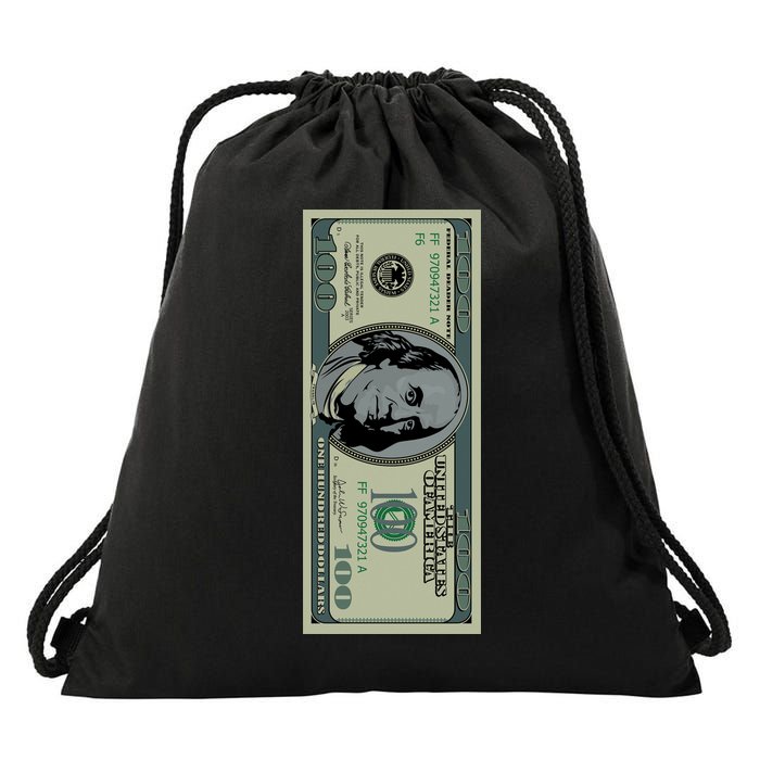 100 Dollar Bill - $100 - Benjamin Franklin Money Drawstring Bag
