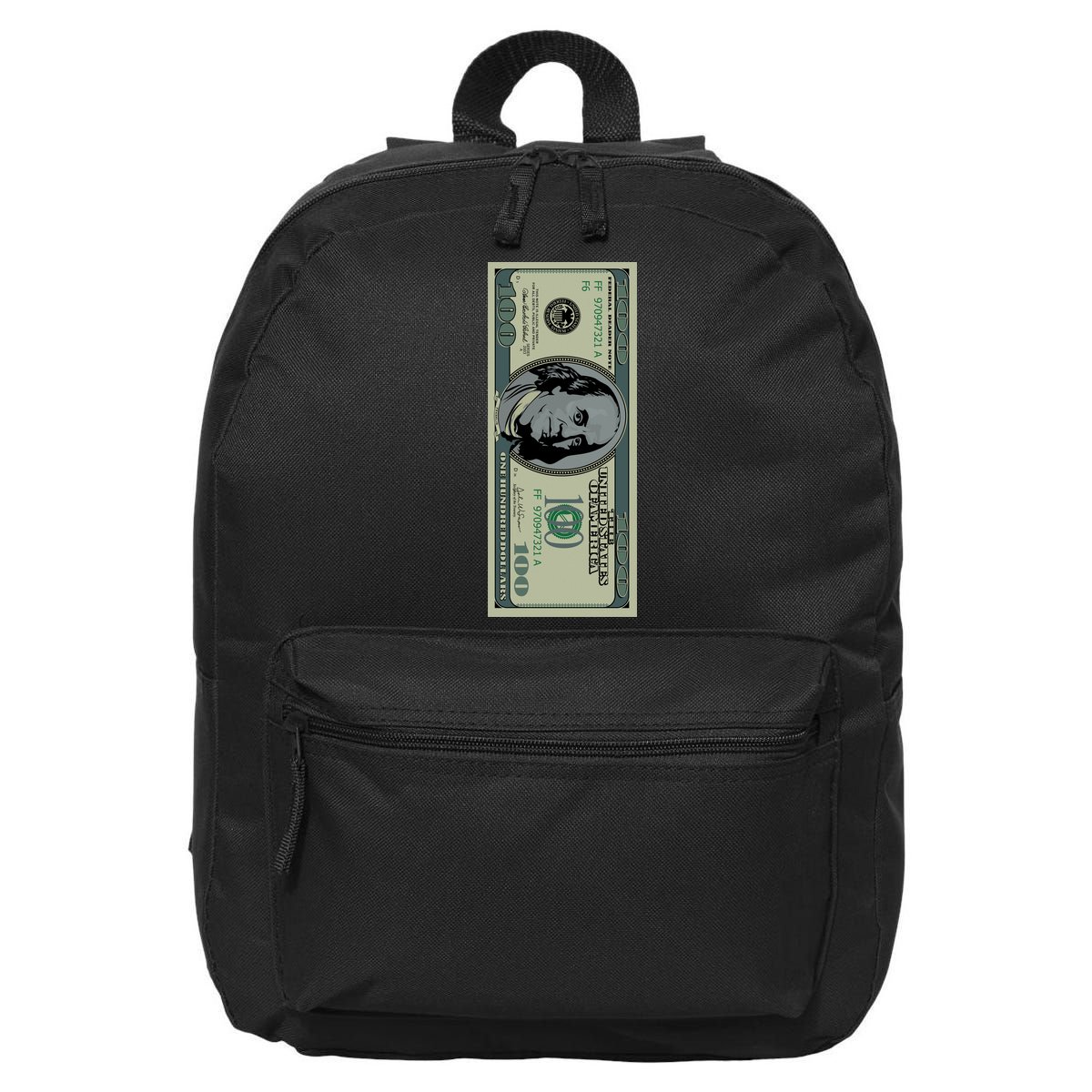 100 Dollar Bill - $100 - Benjamin Franklin Money 16 in Basic Backpack