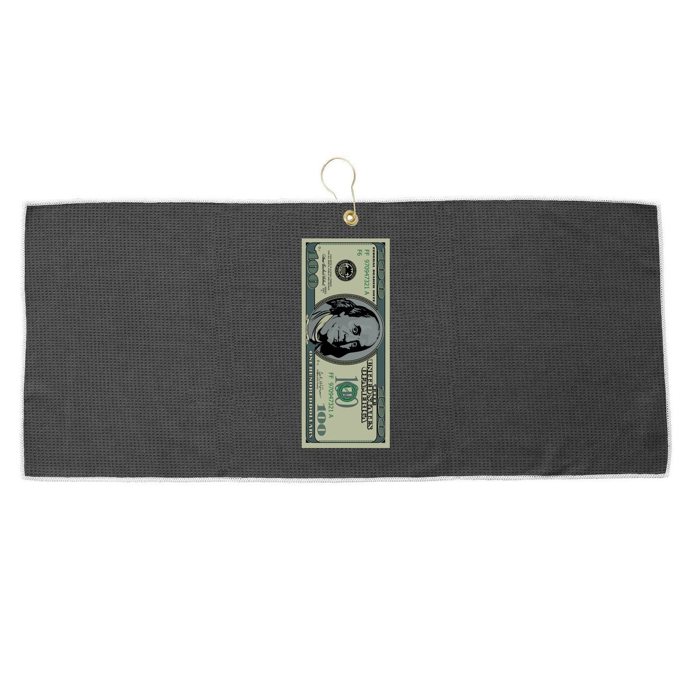 100 Dollar Bill - $100 - Benjamin Franklin Money Large Microfiber Waffle Golf Towel