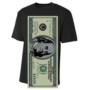 100 Dollar Bill - $100 - Benjamin Franklin Money Performance Sprint T-Shirt