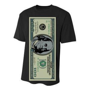 100 Dollar Bill - $100 - Benjamin Franklin Money Youth Performance Sprint T-Shirt