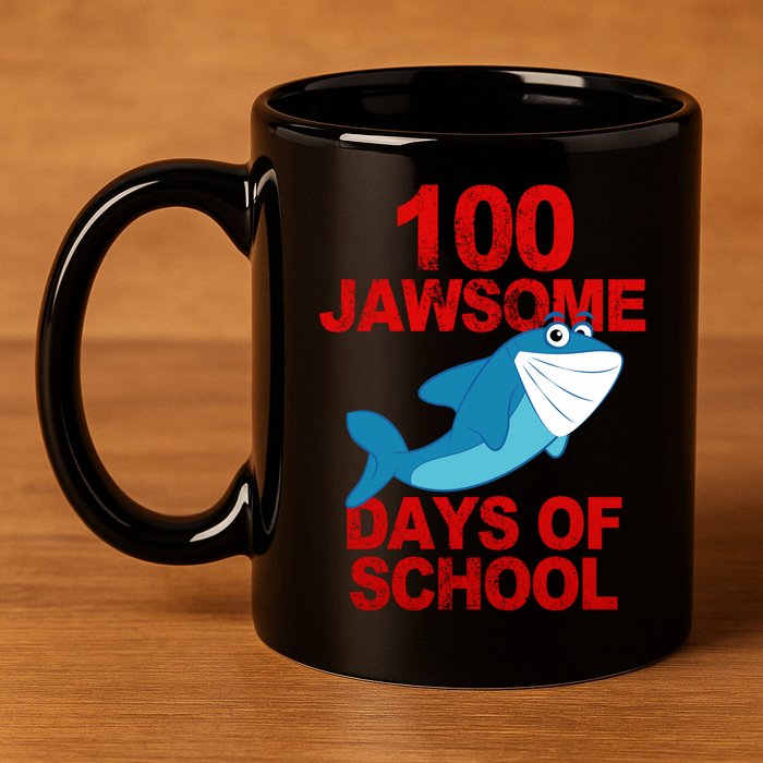 100 Jawsome Days Of School Shark 11oz C Handle Ceramic Mug