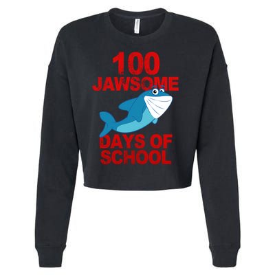 100 Jawsome Days Of School Shark Cropped Pullover Crew