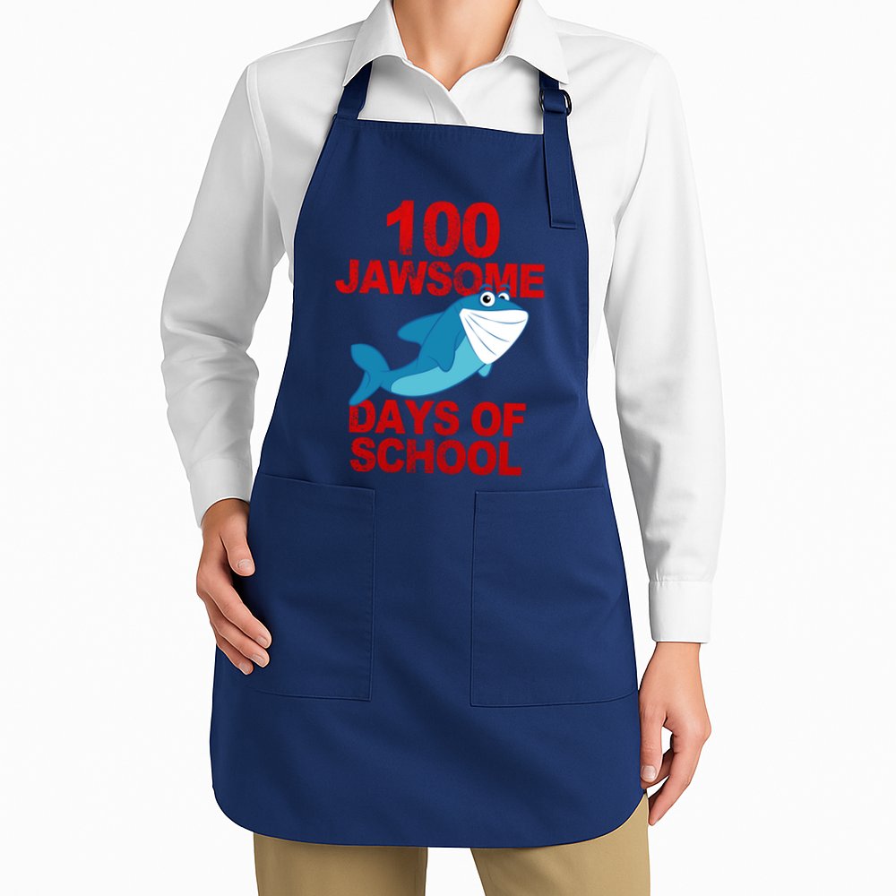 100 Jawsome Days Of School Shark Apron