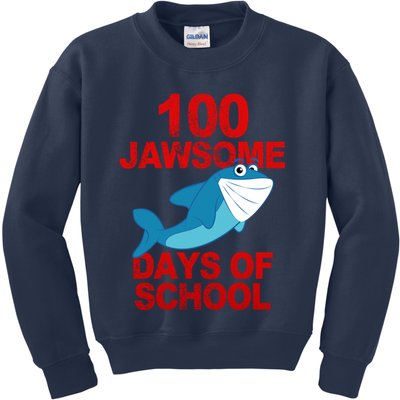 100 Jawsome Days Of School Shark Kids Sweatshirt