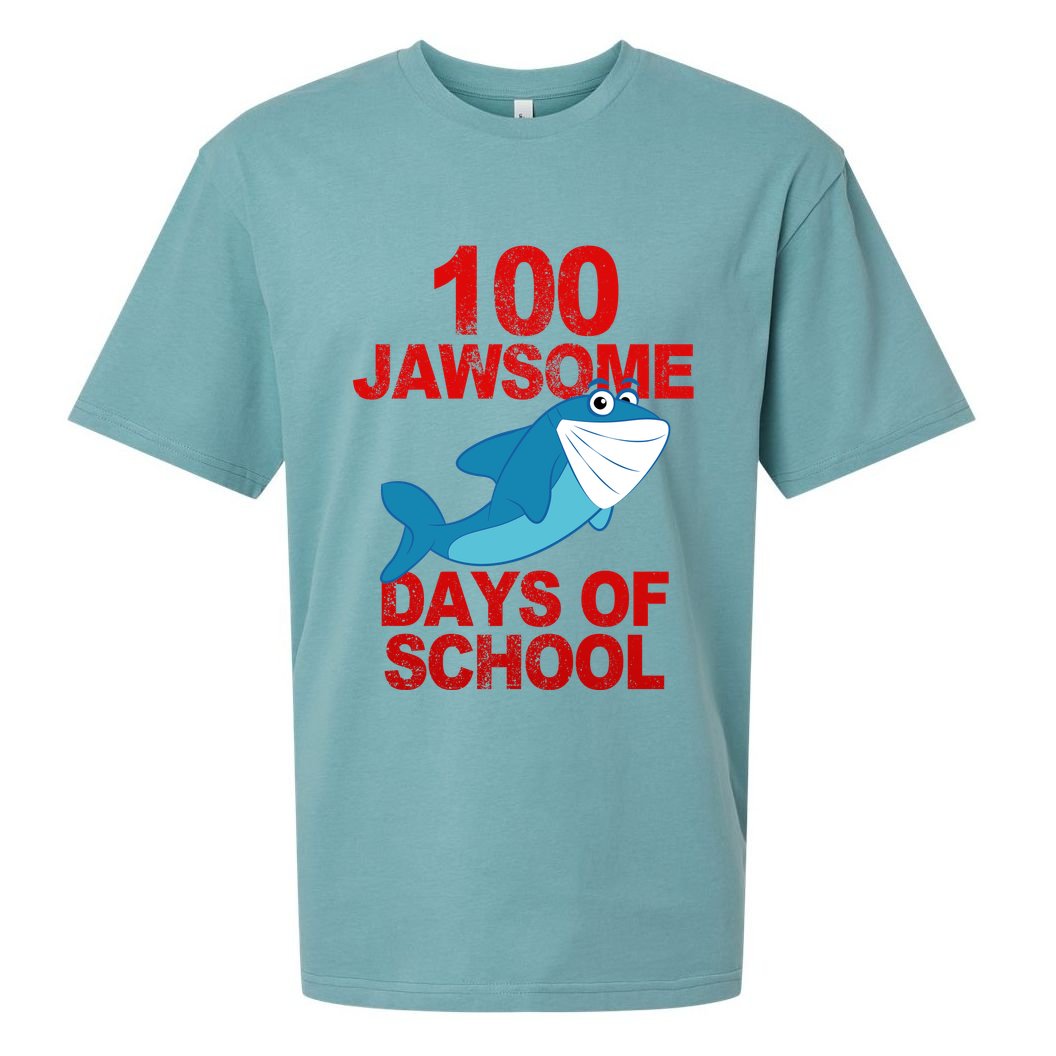 100 Jawsome Days Of School Shark Sueded Cloud Jersey T-Shirt