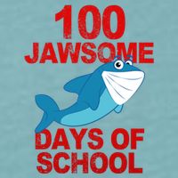 100 Jawsome Days Of School Shark Sueded Cloud Jersey T-Shirt