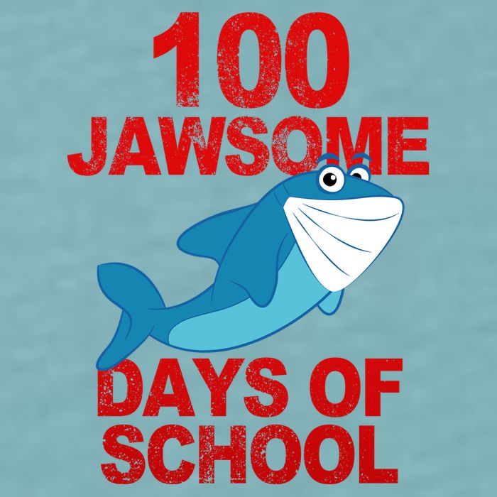 100 Jawsome Days Of School Shark Sueded Cloud Jersey T-Shirt