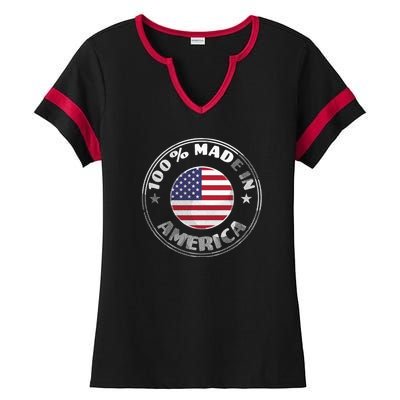 100% Made In America Ladies Halftime Notch Neck Tee