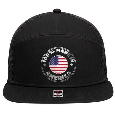 100% Made In America 7 Panel Mesh Trucker Snapback Hat