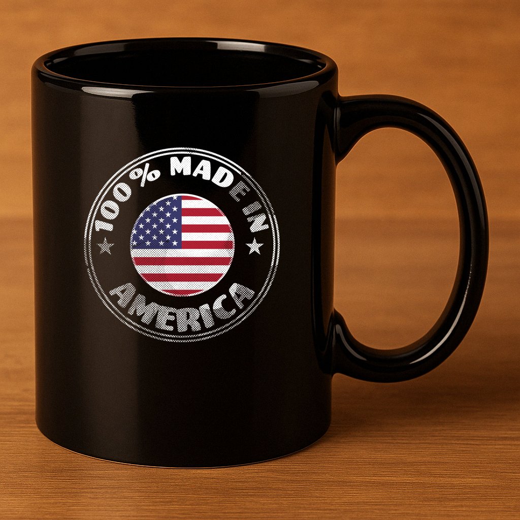 100% Made In America 11oz C Handle Ceramic Mug