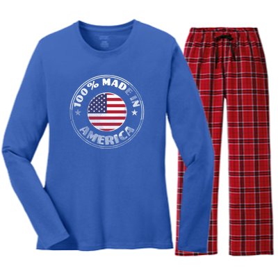 100% Made In America Women's Long Sleeve Flannel Pajama Set 