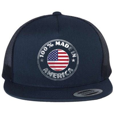 100% Made In America Flat Bill Trucker Hat