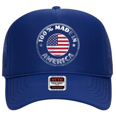 100% Made In America High Crown Mesh Back Trucker Hat