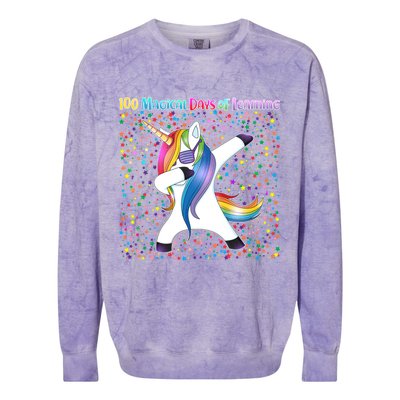 100 Magical Days of Learning Dabbing Unicorn Colorblast Crewneck Sweatshirt