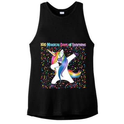 100 Magical Days of Learning Dabbing Unicorn Ladies PosiCharge Tri-Blend Wicking Tank