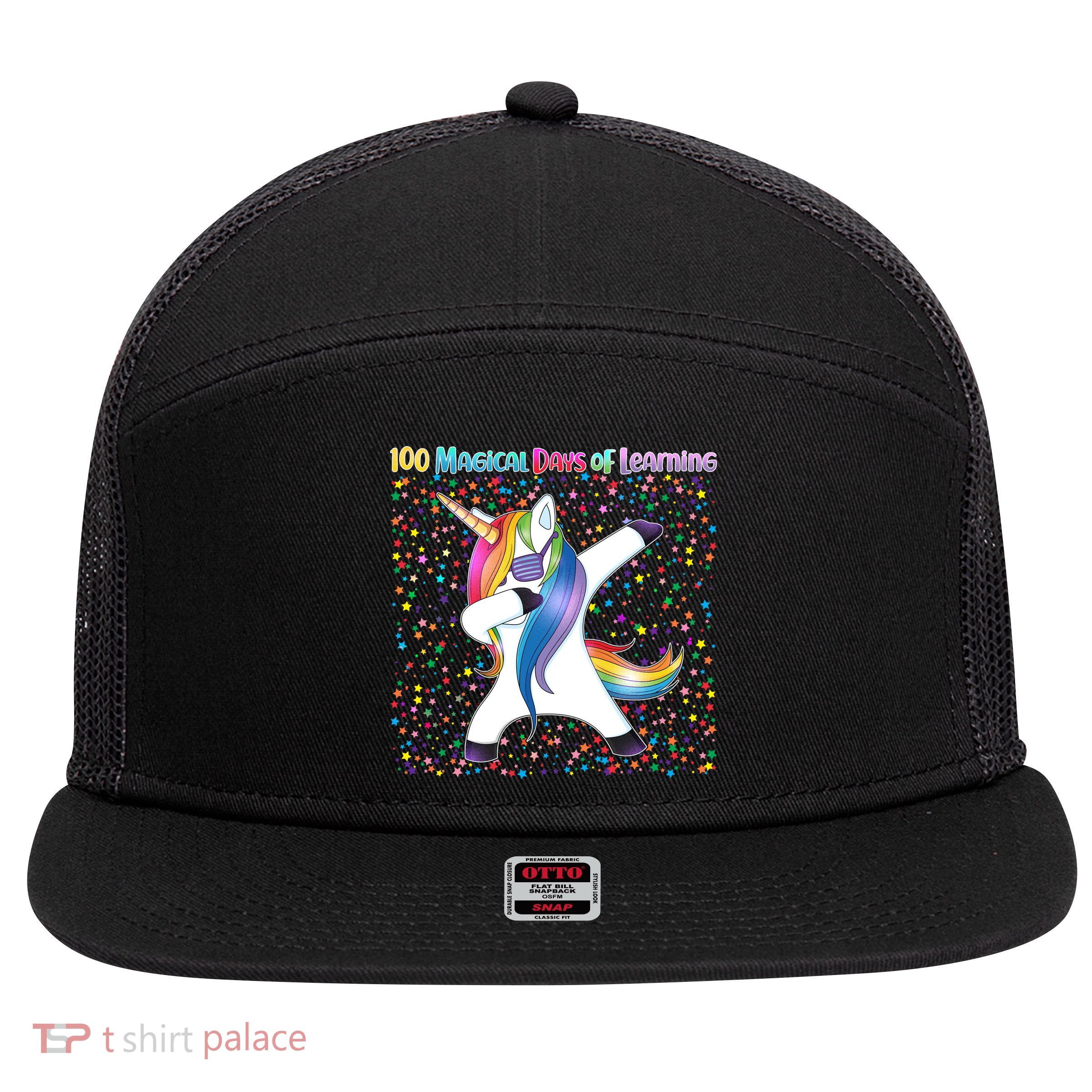 100 Magical Days of Learning Dabbing Unicorn 7 Panel Mesh Trucker Snapback Hat