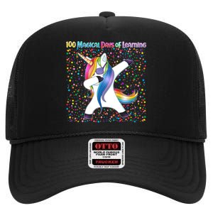 100 Magical Days of Learning Dabbing Unicorn High Crown Mesh Back Trucker Hat