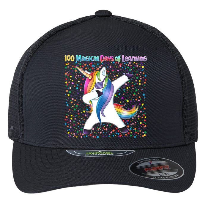 100 Magical Days of Learning Dabbing Unicorn Flexfit Unipanel Trucker Cap