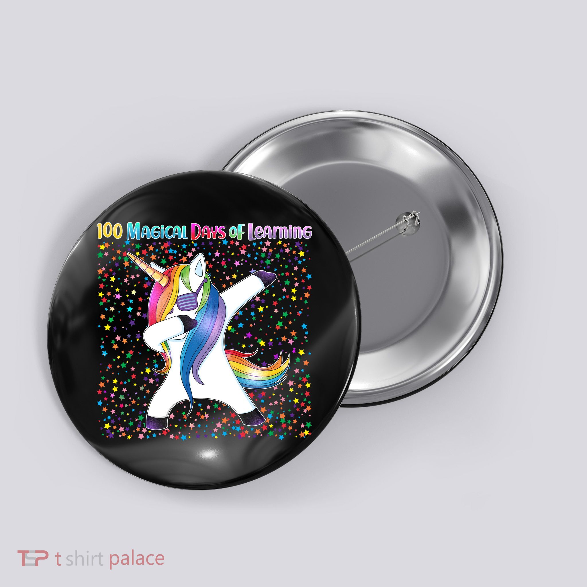 100 Magical Days of Learning Dabbing Unicorn Button