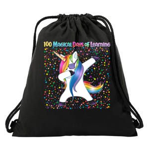 100 Magical Days of Learning Dabbing Unicorn Drawstring Bag