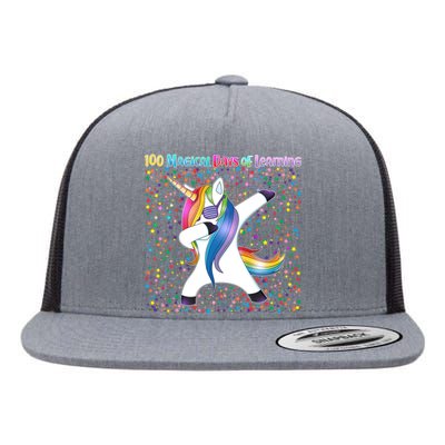 100 Magical Days of Learning Dabbing Unicorn Flat Bill Trucker Hat