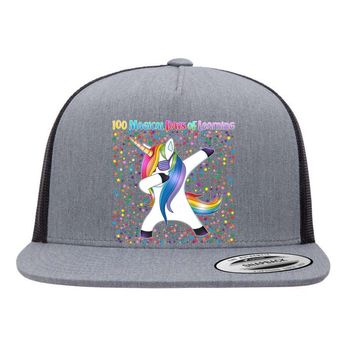 100 Magical Days of Learning Dabbing Unicorn Flat Bill Trucker Hat