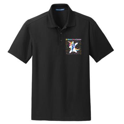 100 Magical Days of Learning Dabbing Unicorn Dry Zone Grid Polo