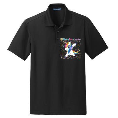 100 Magical Days of Learning Dabbing Unicorn Dry Zone Grid Polo