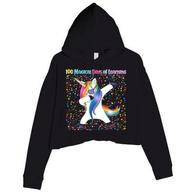 100 Magical Days of Learning Dabbing Unicorn Crop Fleece Hoodie