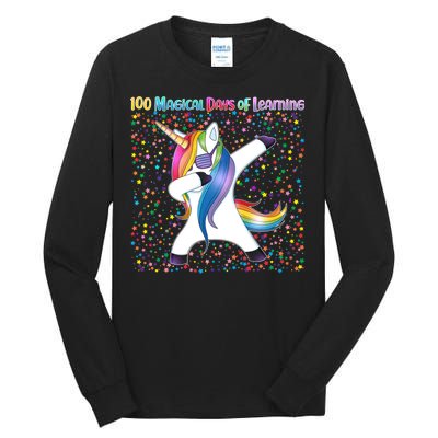 100 Magical Days of Learning Dabbing Unicorn Tall Long Sleeve T-Shirt