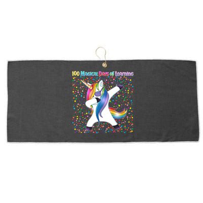 100 Magical Days of Learning Dabbing Unicorn Large Microfiber Waffle Golf Towel