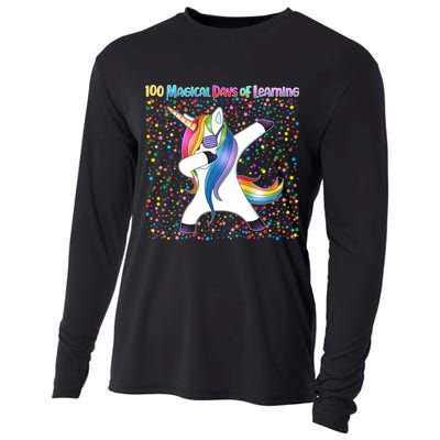 100 Magical Days of Learning Dabbing Unicorn Cooling Performance Long Sleeve Crew