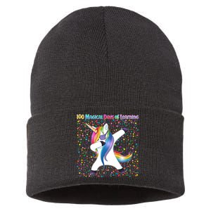 100 Magical Days of Learning Dabbing Unicorn Sustainable Knit Beanie