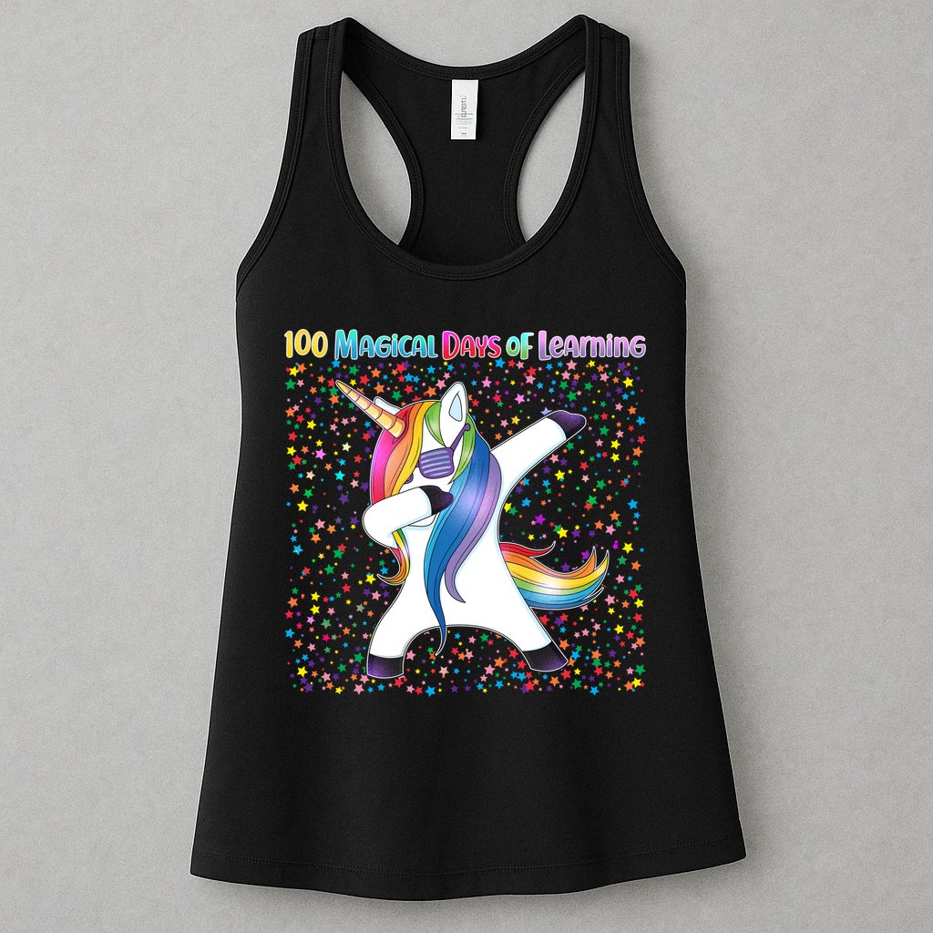 100 Magical Days of Learning Dabbing Unicorn Womens Tank Top