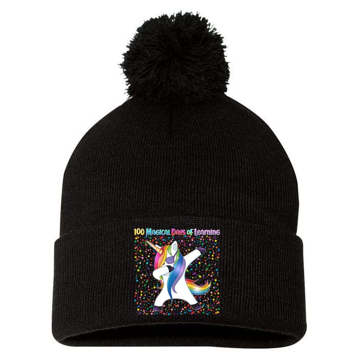 100 Magical Days of Learning Dabbing Unicorn Pom Pom 12in Knit Beanie