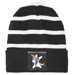 100 Magical Days of Learning Dabbing Unicorn Striped Beanie with Solid Band