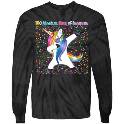 100 Magical Days of Learning Dabbing Unicorn Tie-Dye Long Sleeve Shirt