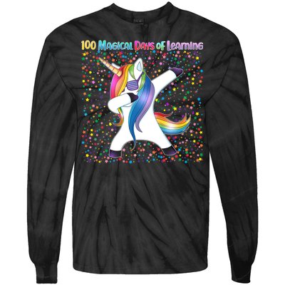 100 Magical Days of Learning Dabbing Unicorn Tie-Dye Long Sleeve Shirt