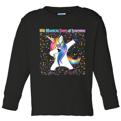 100 Magical Days of Learning Dabbing Unicorn Toddler Long Sleeve Shirt