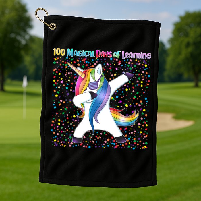 100 Magical Days of Learning Dabbing Unicorn Golf Towel