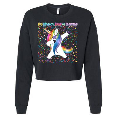 100 Magical Days of Learning Dabbing Unicorn Cropped Pullover Crew