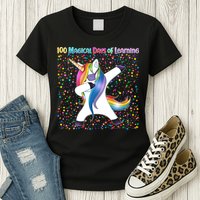 100 Magical Days of Learning Dabbing Unicorn Womens T-Shirt